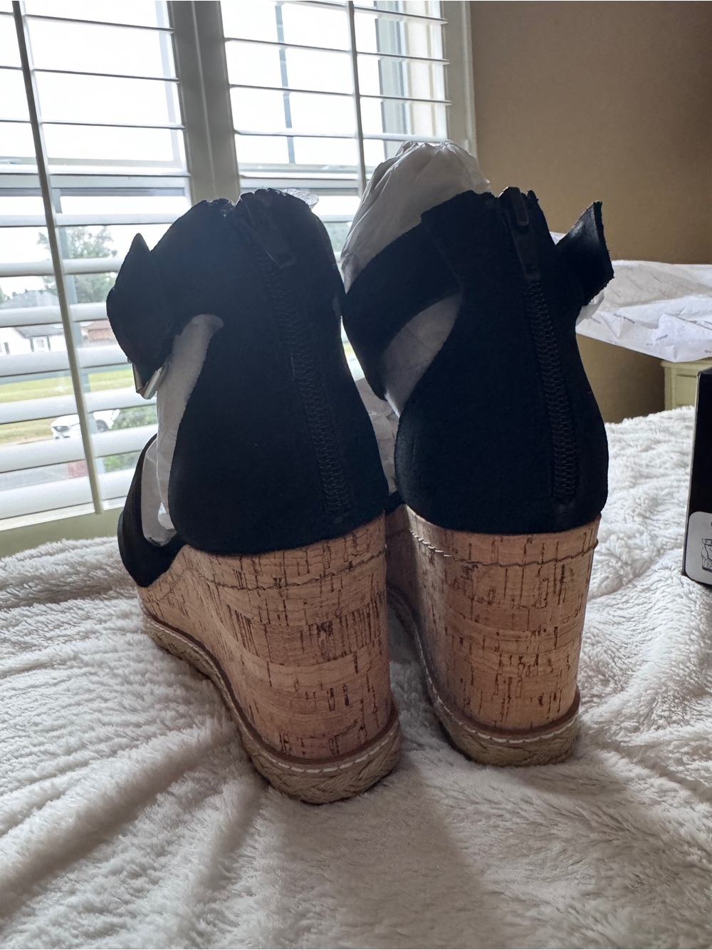 NEW Dolce Vita Otto Black Suede Cork Platform Wedge Sandals Size 8 NIB - Picture 4 of 9